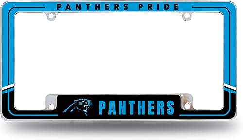 Miniatura 33 de Rico Industries Marco de matrícula automotriz de fútbol americano NFL de dos tonos de 12" x 6" cromado completo para automóvil/camión/SUV