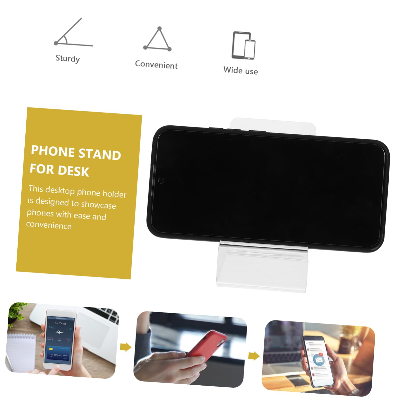 WOONEKY Supporto Telefono in Acrilico da Scrivania, 10 Pezzi | Espositore Semplice e Stiloso, per Tavolo o Banco, Adatto a Qualsiasi Ambiente