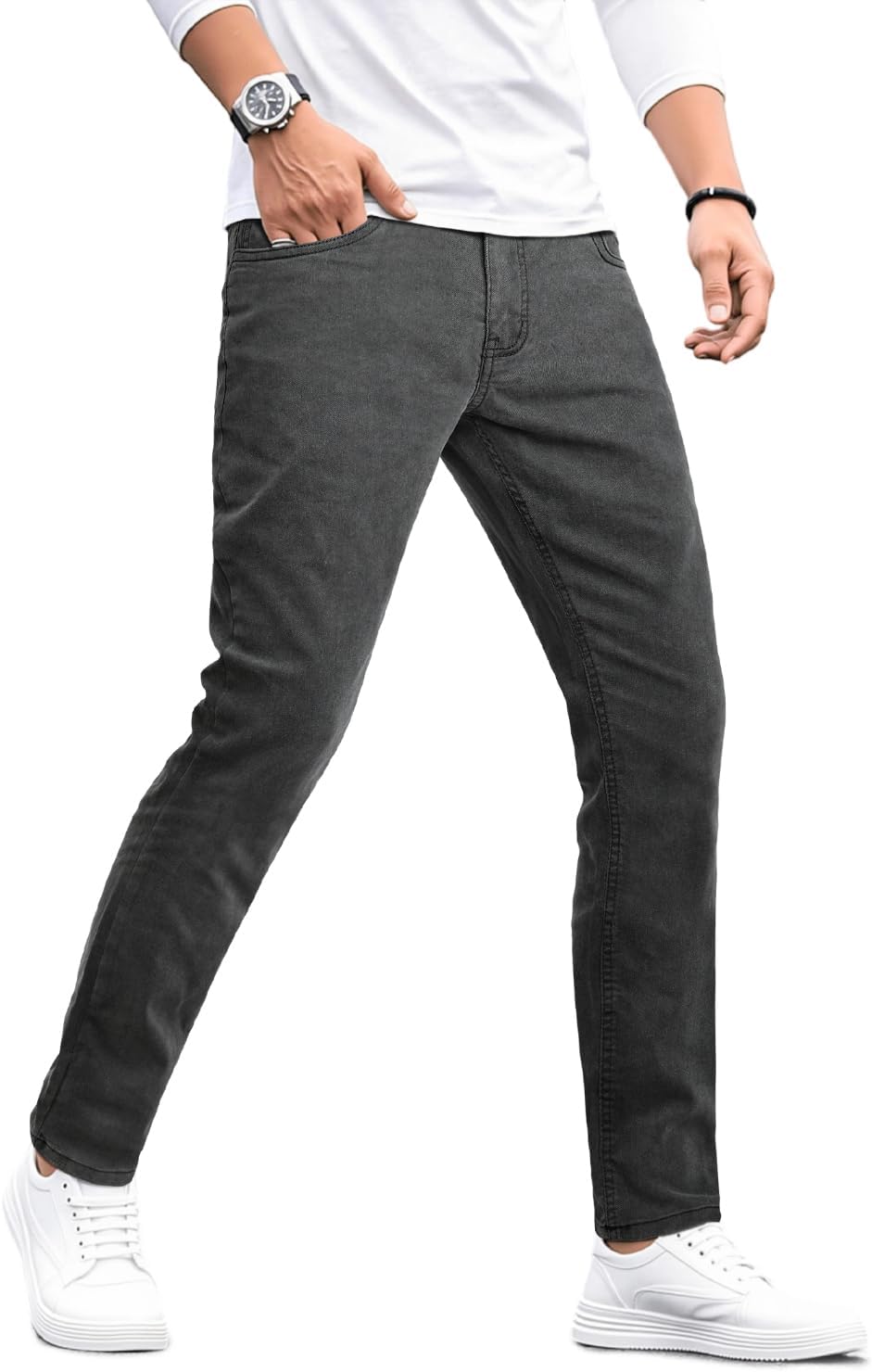 Heyfanee Mens Lightweight Jeans Slim Fit Stretch Denim Pants for Men