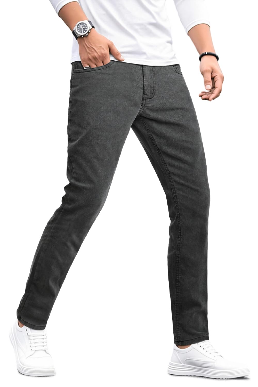 Heyfanee Mens Lightweight Jeans Slim Fit Stretch Denim Pants for Men