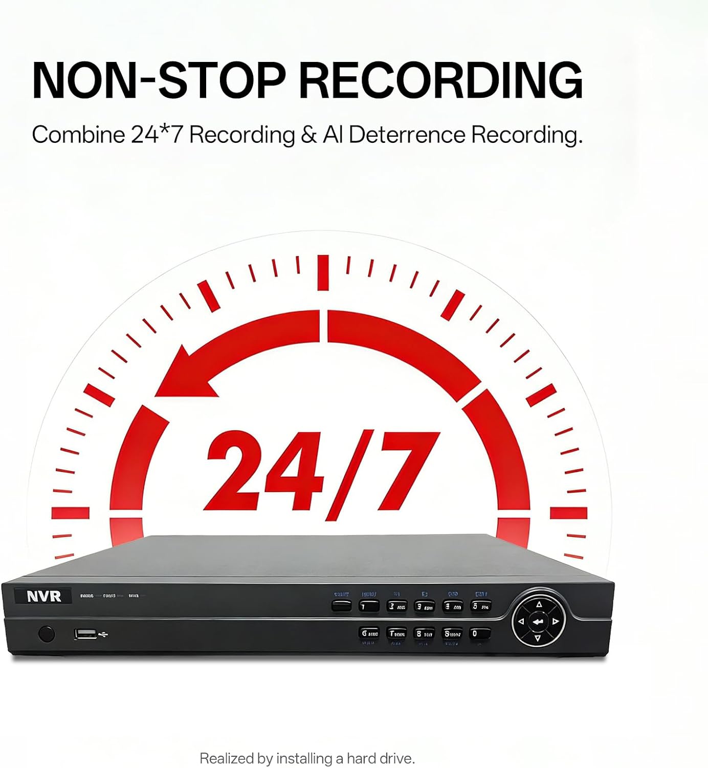 16-Channel PoE NVR Recorder with Built-in 16 PoE Ports, 4K HDMI Output, Supports 8MP IP Cameras, ONVIF Compatible, Wired Security System(Guarding Vision)