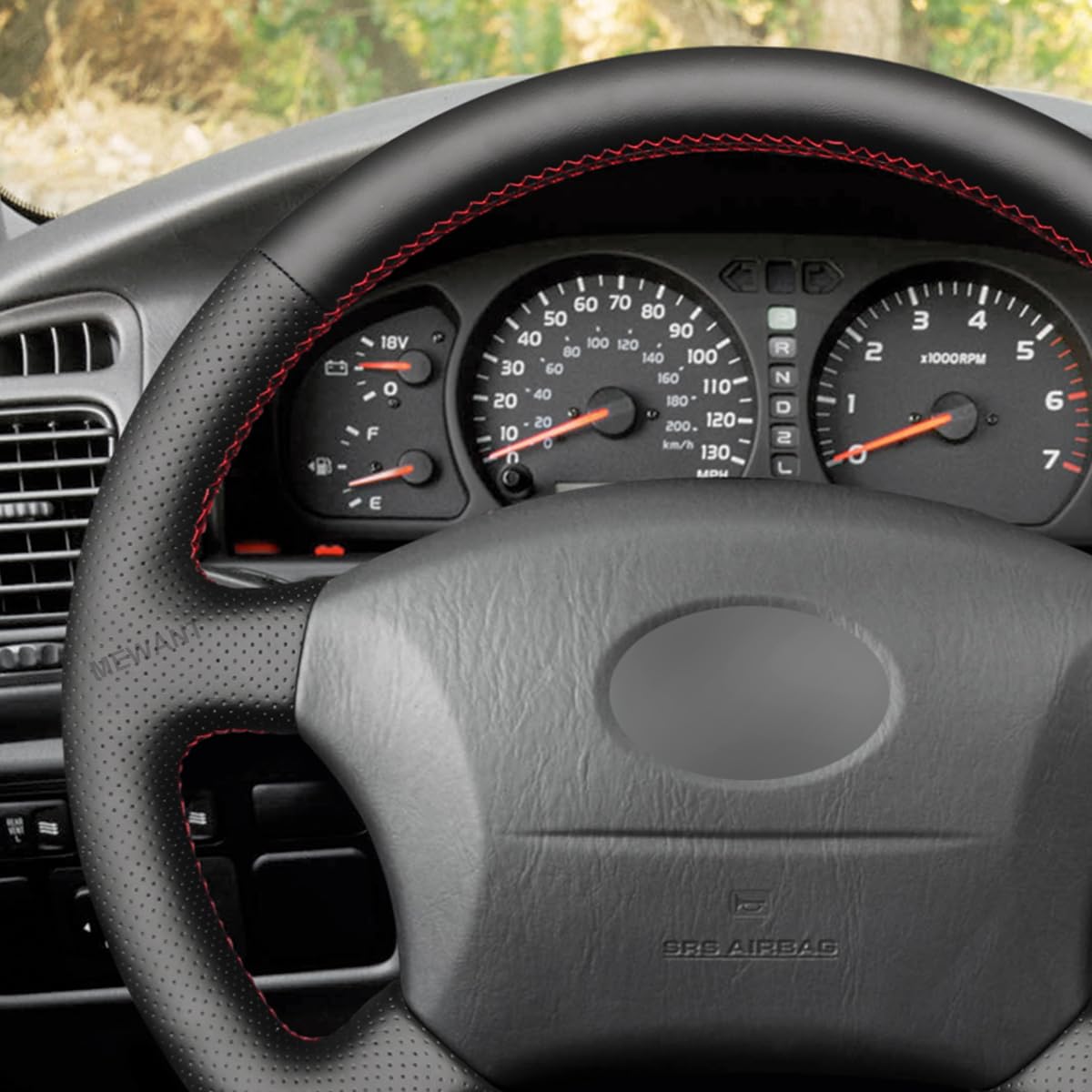 Protection Volant Land Cruiser Housse Volant Cuir Noir Cousu Main - Pour Toyota Land Cruiser, Prado, Tacoma, 4Runner - Protection Confort Couvre Volant Cousu Main