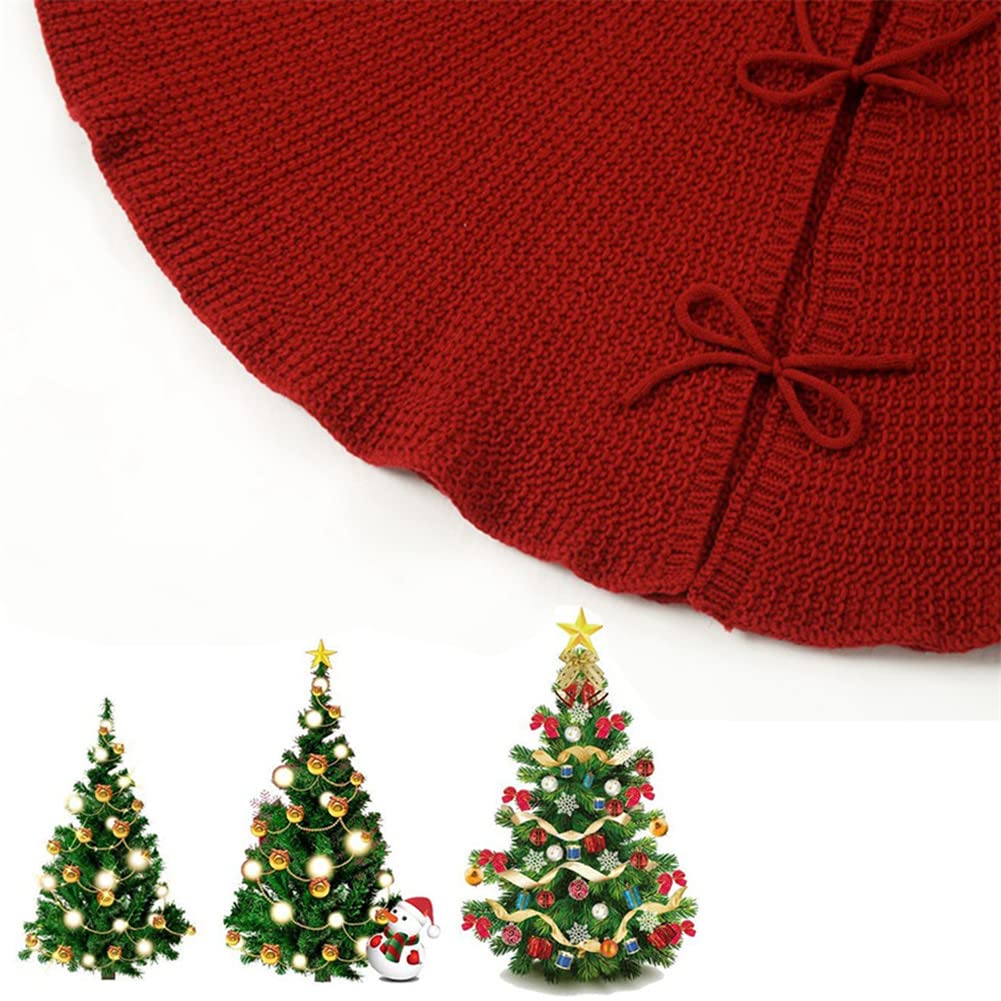 Gonna Per Albero Di Natale Alupssuc – 122 Cm – Con Babbo Natale, Renna E Pupazzo Di Neve – Rosso