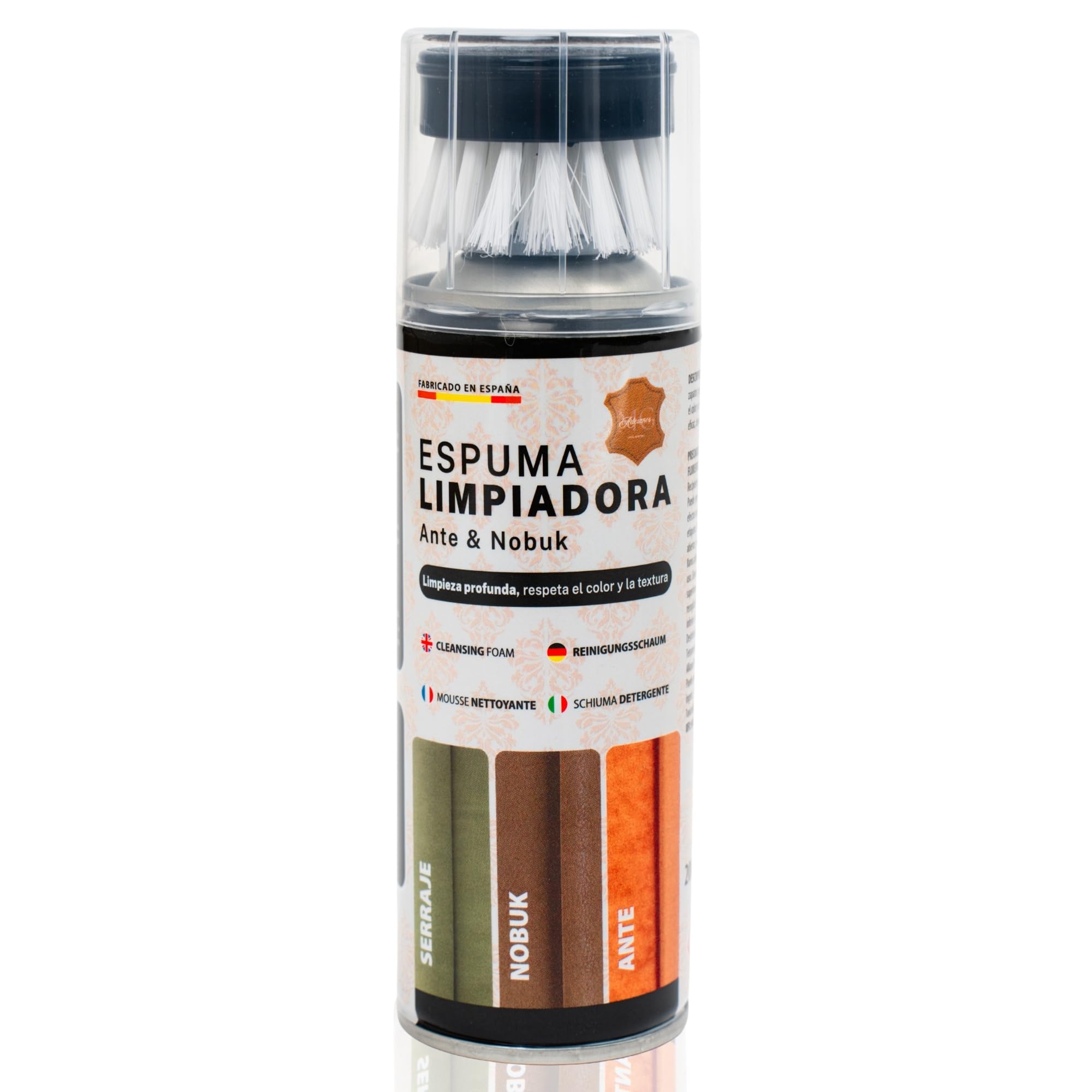 MG ARTESANOS | Spray Limpiador para Ante y Nobuk – Limpieza en Seco para Zapatillas, Botas y Bolsos, Elimina Manchas y Suciedad sin Dañar el Material