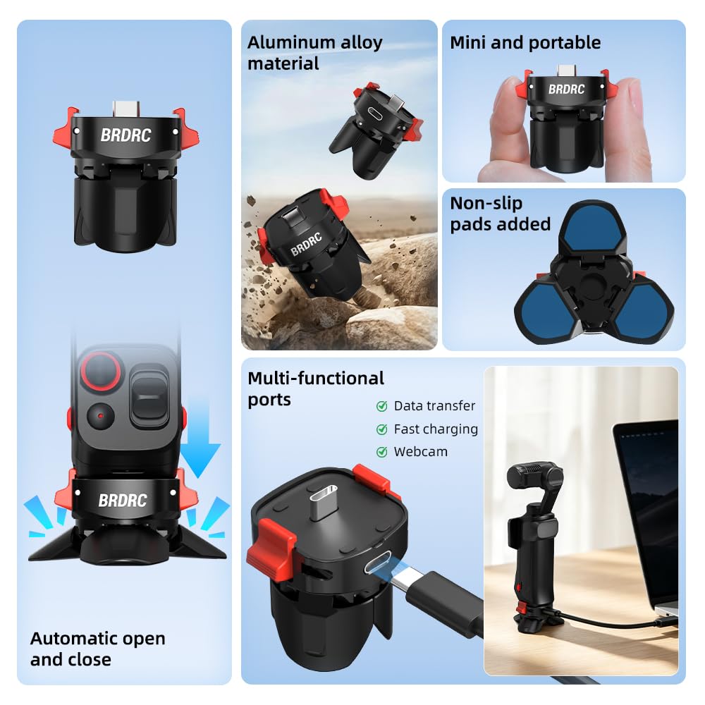 Per Insta360 Luna Ultra Mini treppiede, supporto da tavolo per fotocamera, staffa magnetica, staffa di ricarica Accessori in alluminio compatti da viaggio per vlog e action cam