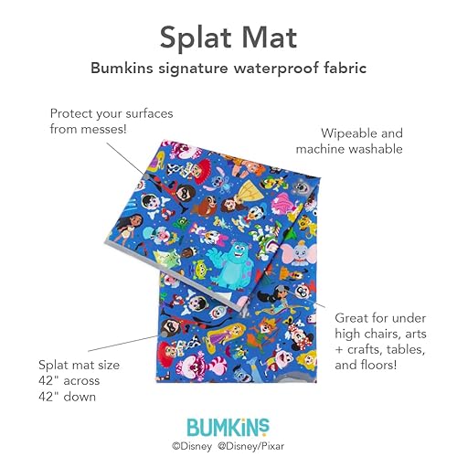 Miniatura 5 de Bumkins Disney - Tapete de salpicaduras para bebés debajo de la silla alta, tapete para bebés y niños pequeños que comen desorden, tela reutilizable