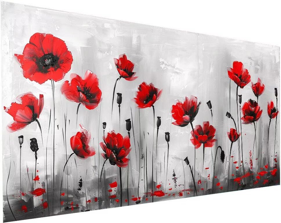 Diamond Painting Pavot 55x110 cm : Kit Broderie Diamant Fleur Complet pour Adulte