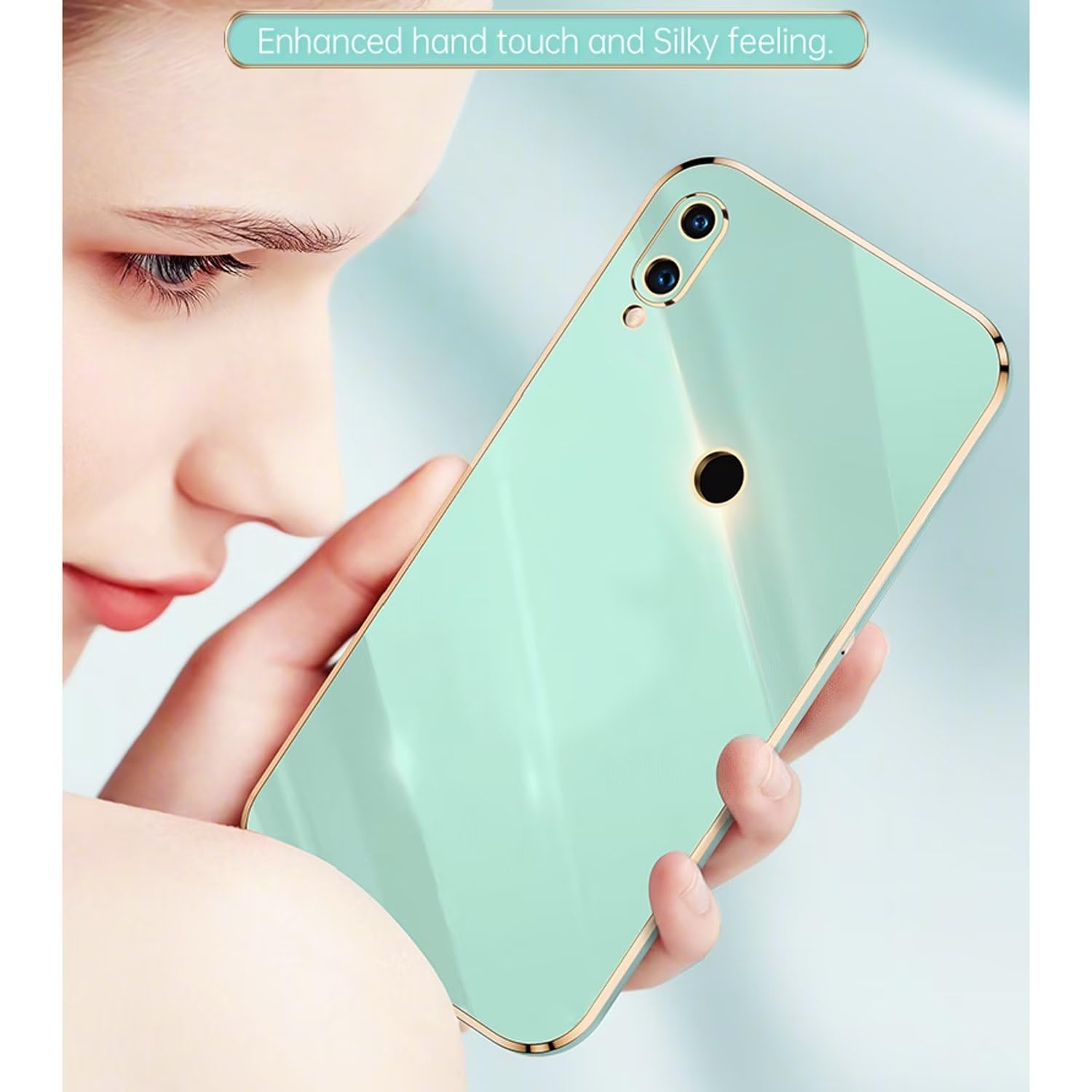 Custodia Cover Per Huawei P Smart 2019, Sottile In Silicone TPU Con Bordo Dorato - Protezione Antiurto