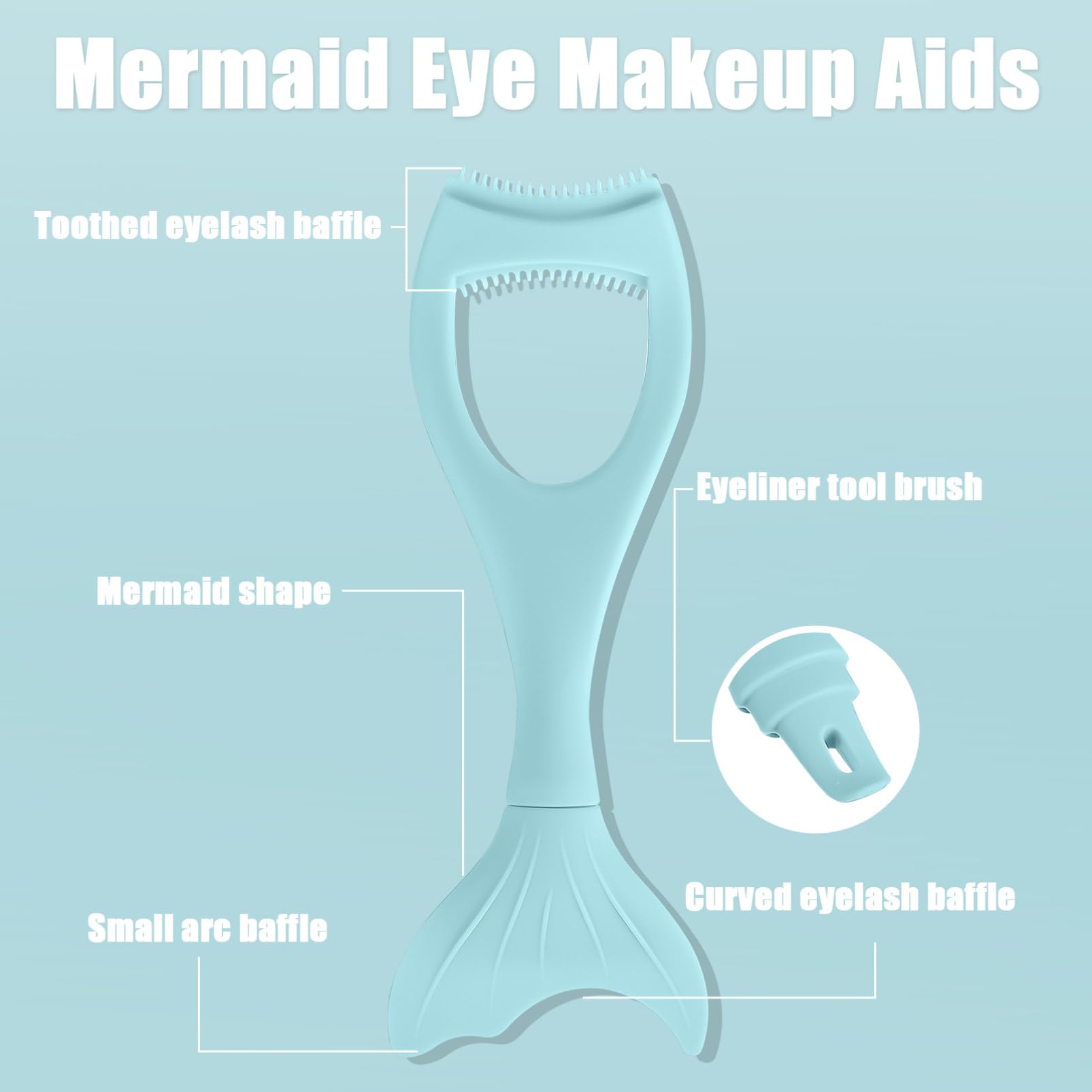LIFKOME 3Pcs Eyelash Mascara Shield Applicator Tool Mermaid Design for Salon Personal Use Smudge Eyelash Comb for Liner Lash