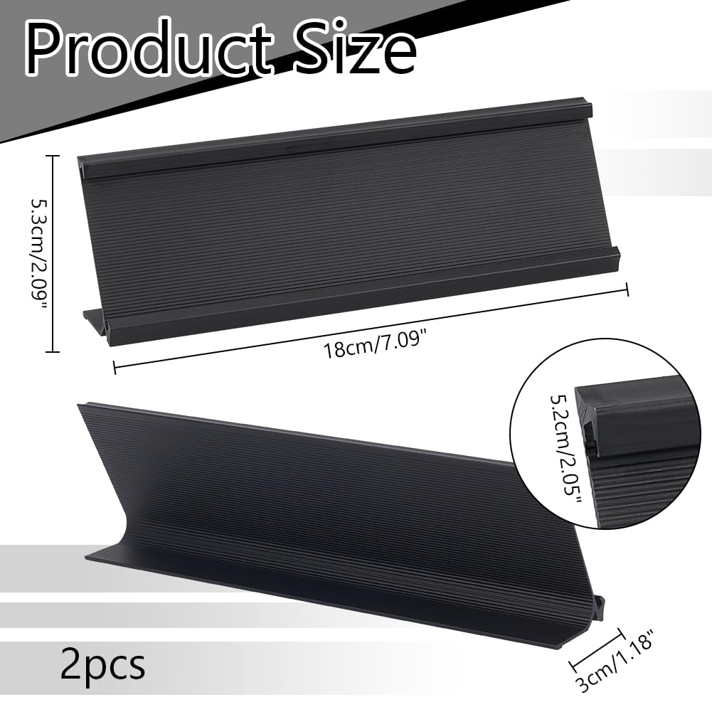 2 targhette da scrivania, in lega di alluminio, 180 x 30 x 53 mm, colore nero, a forma di L, per scrivania, ufficio, camera
