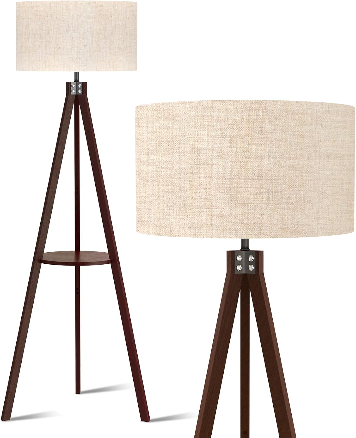 LEPOWER Wood Tripod Floor Lamp, Mid Century Standing Lamp, Modern