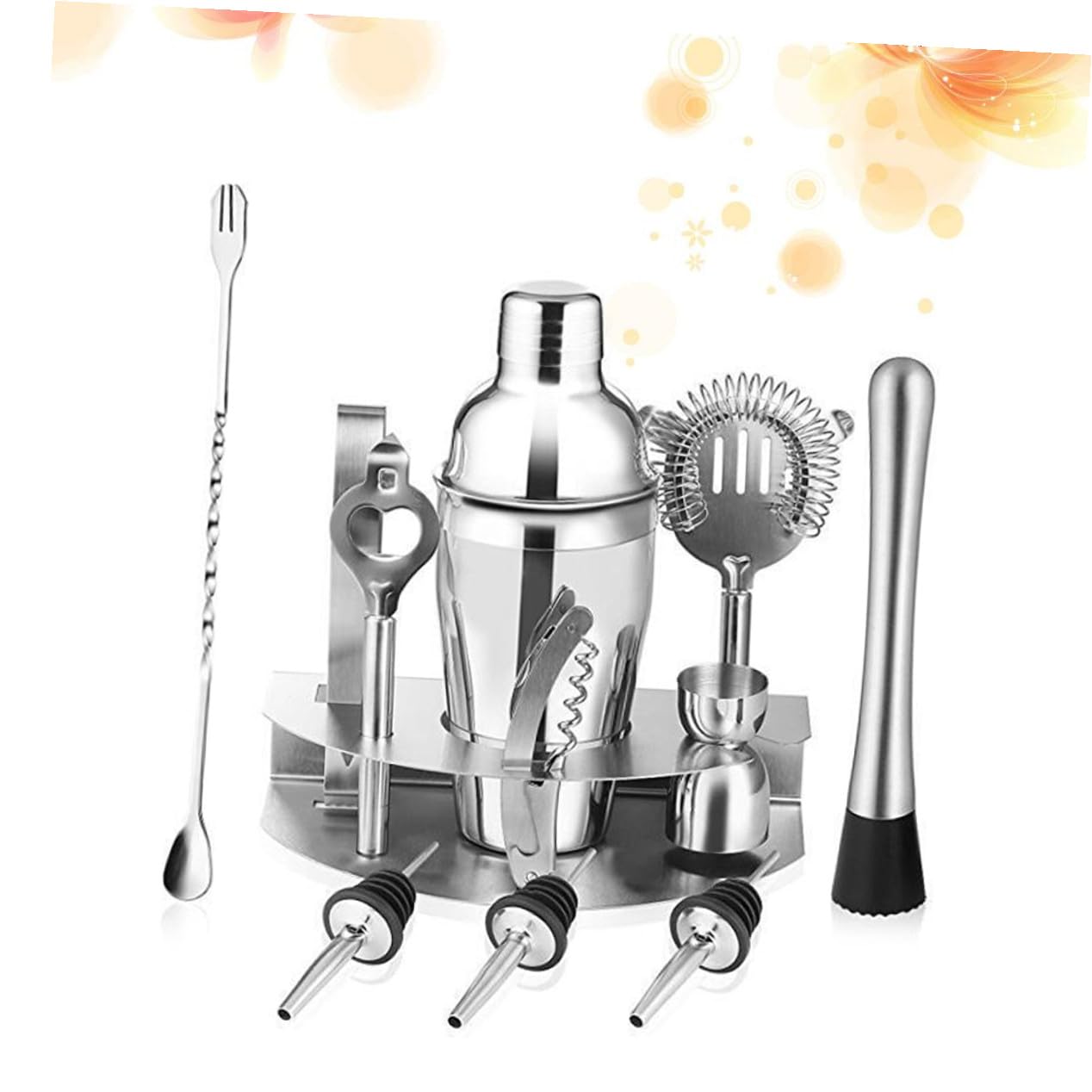 12 pezzi Shaker Cocktail in Acciaio Resistente con Kit Attrezzi per Barman Mixer per Preparare Drink Professionale per Bar Ristorante Pub Casa