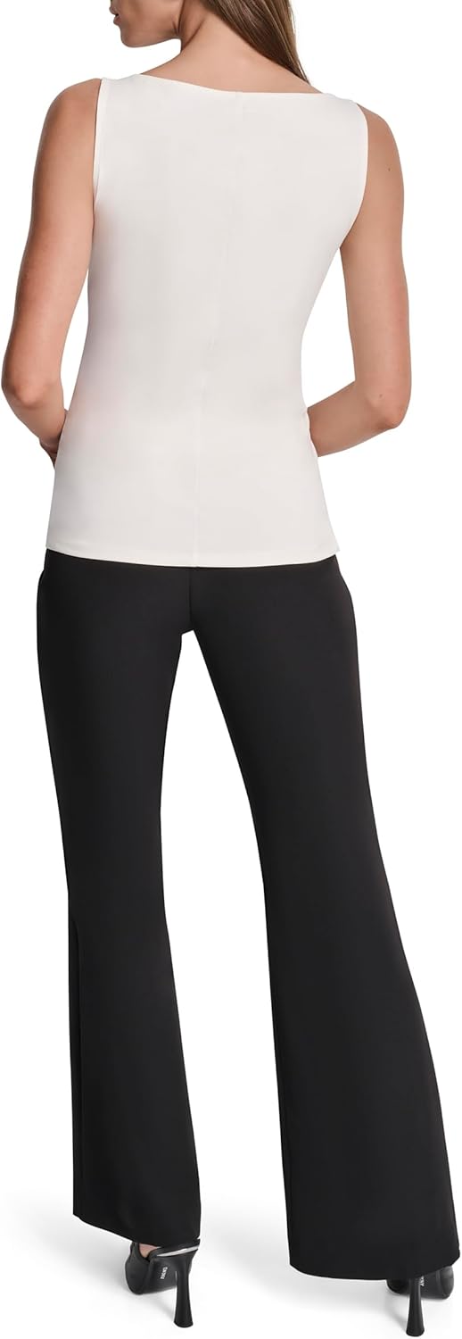 DKNY Womens Sleeveless Asymmetrical Blouse - Image 4