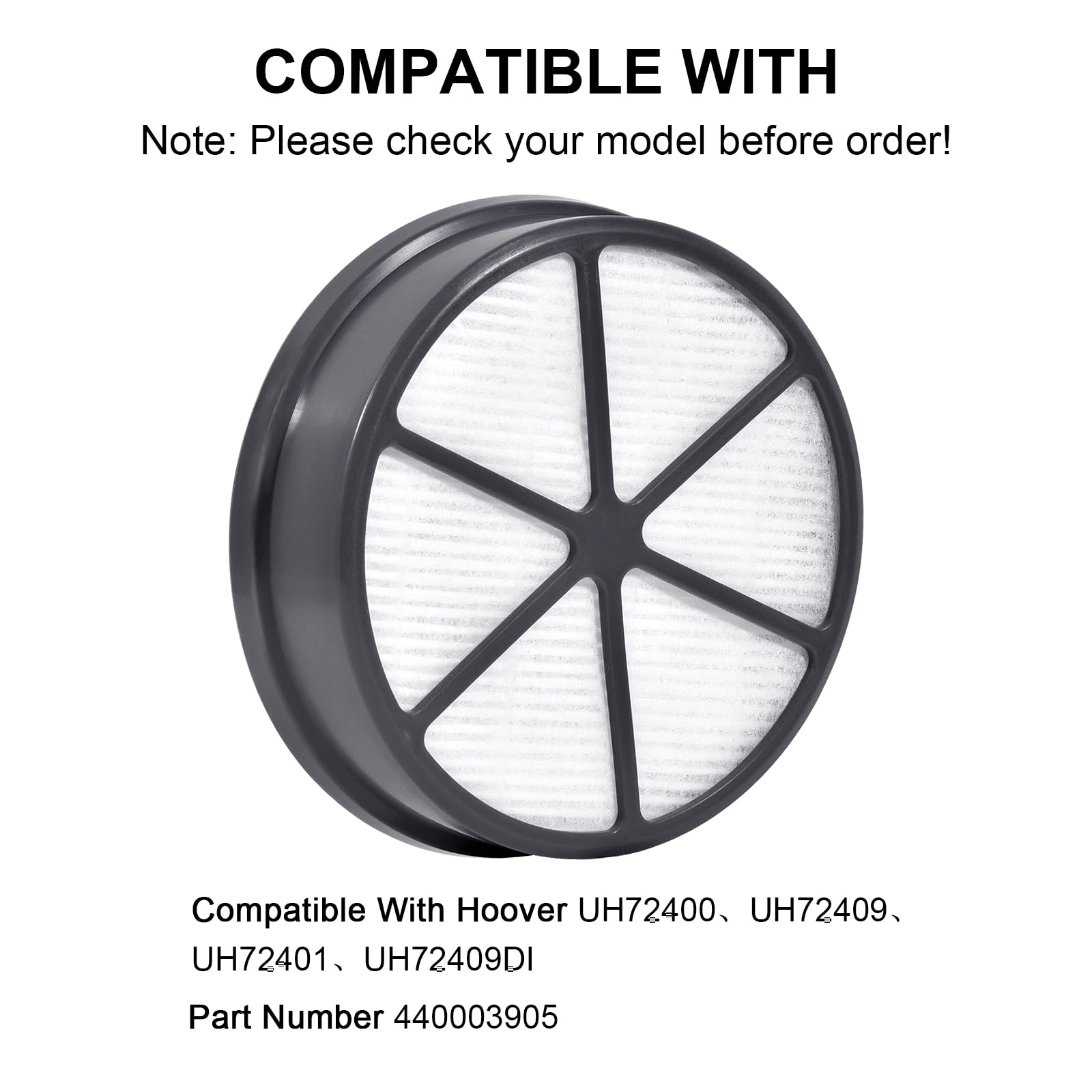 KingBra 4Pcs 440003905 HEPA Filter Replacement Vacuum Cleaner Filter Compatible with Hoover UH72400 UH72401 UH72402 UH72405 UH72406 UH72409