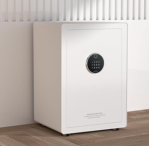 Fingerprint Touch Screen Safe, 3.38 Cubic Feet Auto-Open Safe Box with Digital Virtual Password,Safety Steel Home Safes for Wardrobe,Office(New Version)