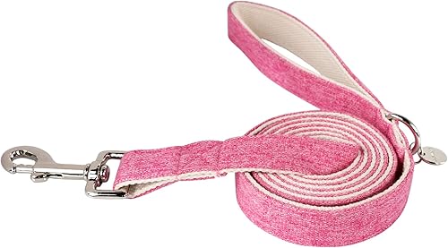 Miniatura 2 de DOGWONG Collar de algodón de cáñamo para perro, collar de perro rosa resistente, duradero, suave, de tela natural, collar de perro para mascotas,