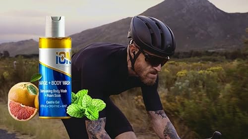 Jabón corporal de creatina Athlete's Sport CHARGE Castile Gel de baño y remojo muscular con cítricos de naranja, monohidrato de creatina. Prime para