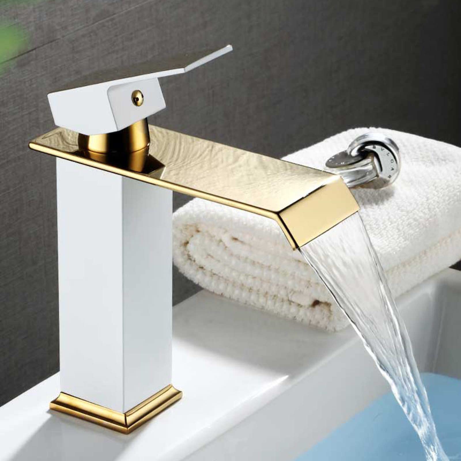 Grifo Alto De Lavabo Estilo Cascada - Acero Inoxidable, Un Solo Mango Para Agua Fría