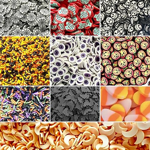 SBN Craft Supplies 70 Gram Halloween Fake Polymer Clay Candy Sprinkle Kit - Not Edible 10 Packs of Colorful Ice Sprinkles Decorations for Slime Snow Globe Tumbles Nail Art DIY