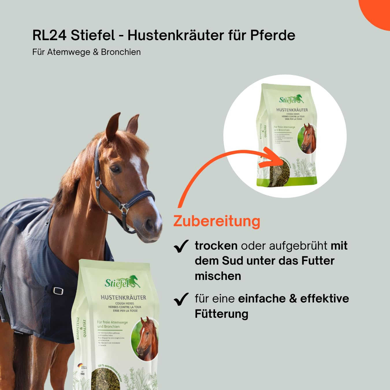 RL24 Stiefel - Hustenkräuter für Pferde – 3 x 1000 g Tüte (3er Set)