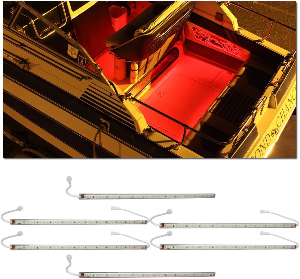 LEDGlow 6pc Red LED Boat Marine Deck Under Gunnel & Cabin