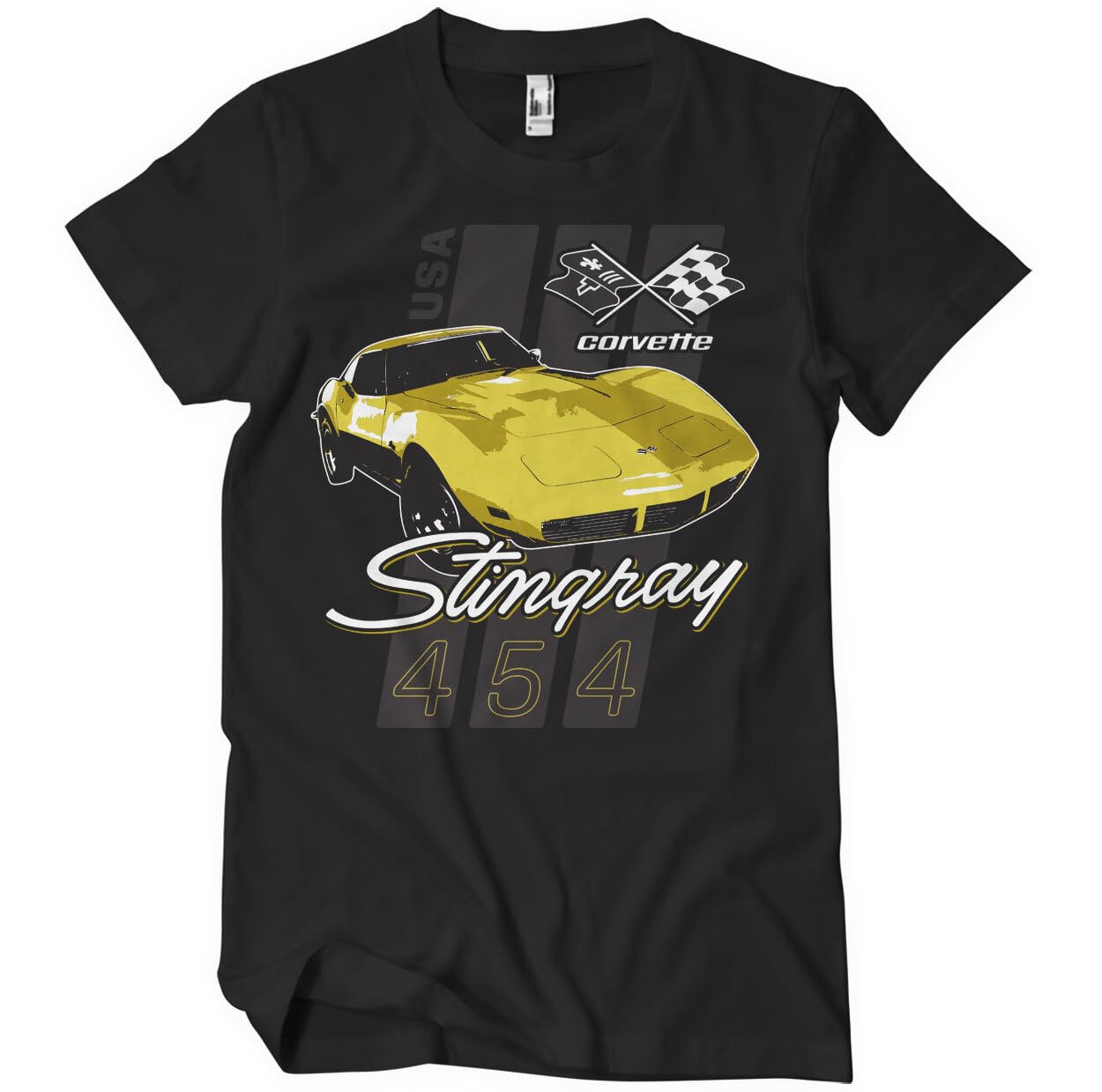 Chevrolet Men's Black Officially Licensed Corvette Stingray 454 T-Shirt (Black), XX-Large