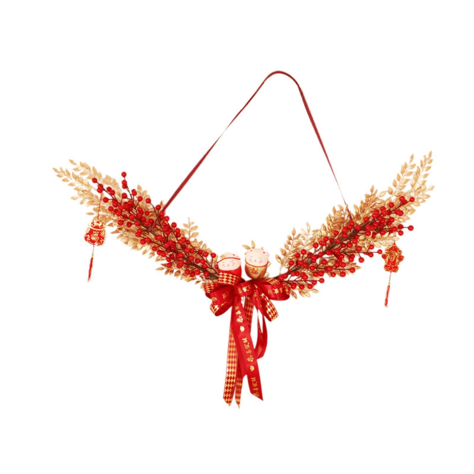 PIXZCSA Front Door Ornament In Bright Colors Chinese New Year Wreath For Joyful Farmhouse Vibes And for Creative Office Friends