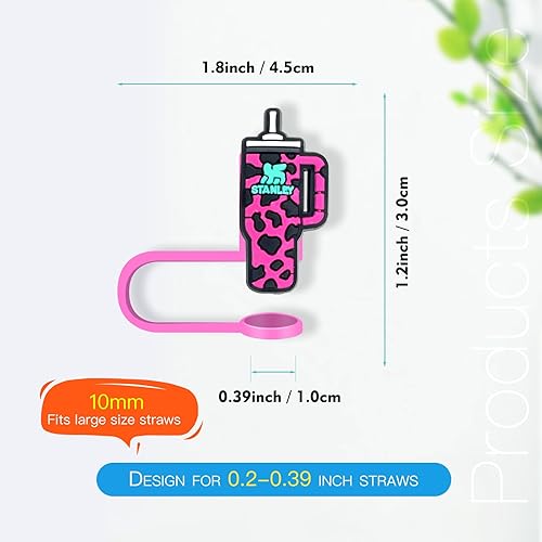 Miniatura 2 de Tapa de popote para taza, adorno de popote reutilizable para vaso de 30 y 40 onzas, cubiertas de punta de popote para accesorios de tazas (10 vasos