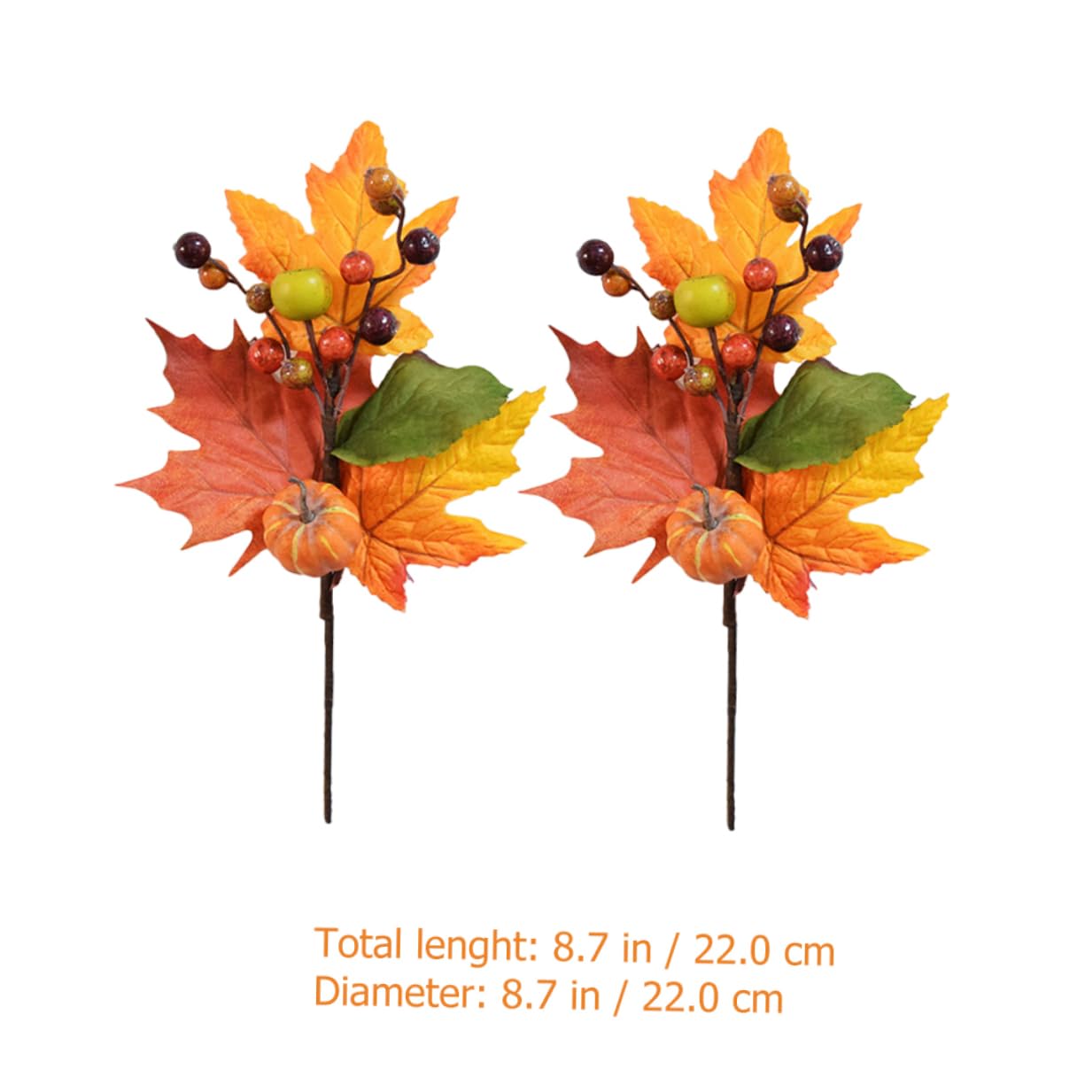 Cabilock 5 Sätze Faux-ahorn-kürbis Kürbisse Künstliche Blumen Fallen Blätter Draußen Herbstdeko Künstliche Blüten Herbstlaub Künstlicher Ahornblattzweig Seidenblume Orange 2 Stück * 5