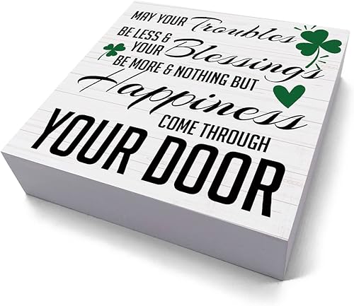 Miniatura 2 de Divertida decoración de escritorio del día de San Patricio letrero de madera para decoración del día de San Patricio trébol bendición irlandesa caja