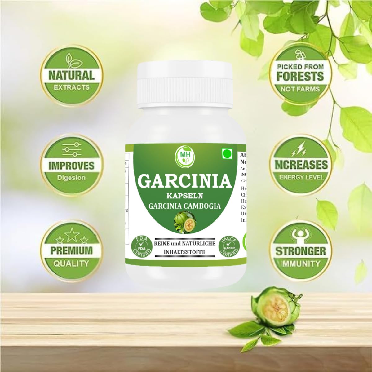 Garcinia Cambogia – 600 mg Nahrungsergänzungsmittel – Unterstützt Gewichtsmanagement und Appetitkontrolle – Vegan, gentechnikfrei, glutenfrei – 120 Kapseln