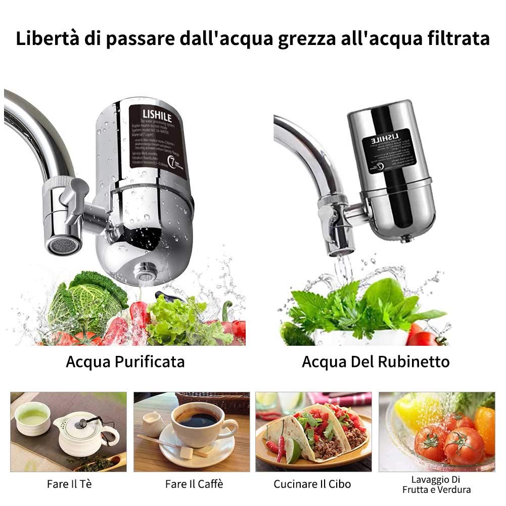 Sistema di Filtrazione dell'Acqua di Rubinetto Domestica, Depuratore di Acqua di Rubinetto, Declorazione, Metalli Pesanti, Pesticidi, Adatto a Rubinetti Standar（Filtro dell'Acqua）