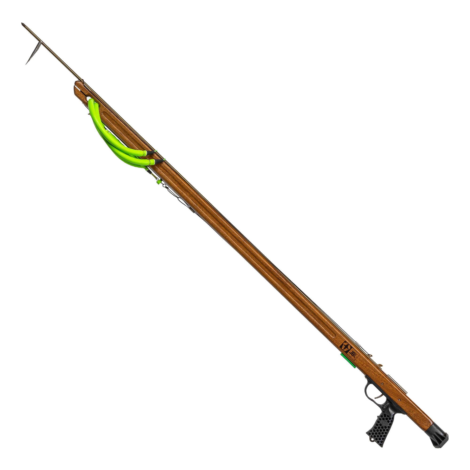 JBL Spearguns Woody Elite Performance Speargun for Spearfishing, Freediving, Scuba Diving, Fishing, Diving, Mahogany Barrel, Stainless Steel Shaft, Open Muzzle, Easy Stretch Kevlar Bands, Made in USA