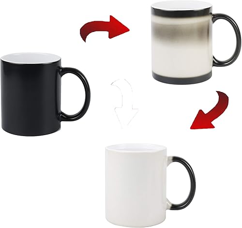 Miniatura 5 de HomeVss Taza de sublimación cambiable de 11 onzas, 3 colores surtidos, negro, azul y rojo, empaquetada en caja blanca, caja de 12