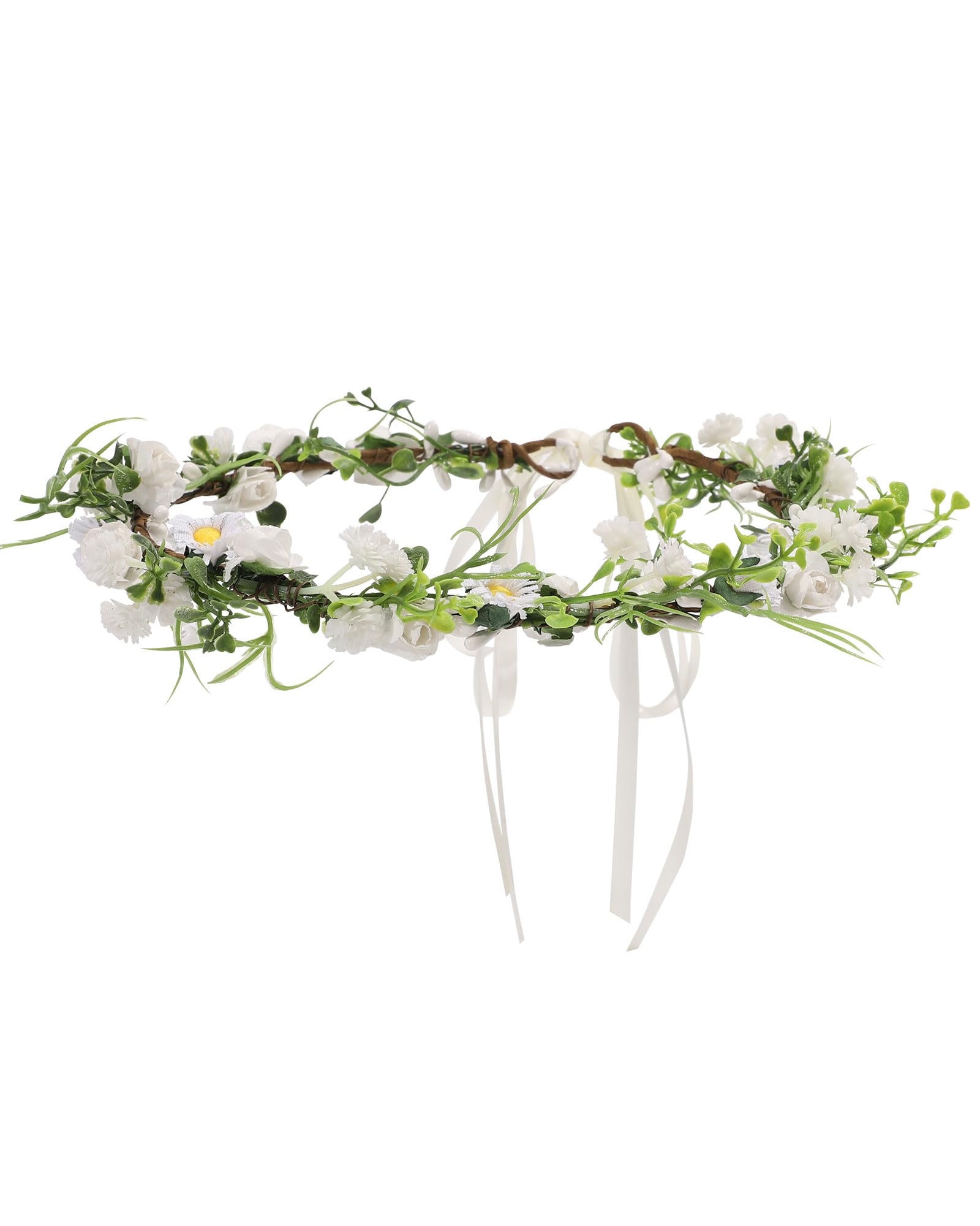 AWAYTR Leaf Flower Crown Garland Headpiece - Handmade Hair Floral Wreath Adjusatble Flower Headbands for Bridal Wedding Festival Party Flower Leaves