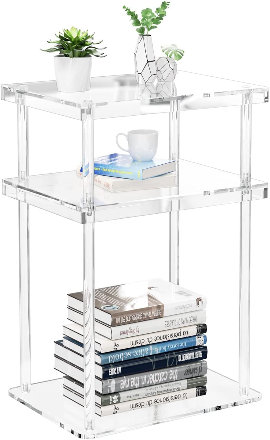 KSacry Acrylic Side Table/End Table, Small Nightstand