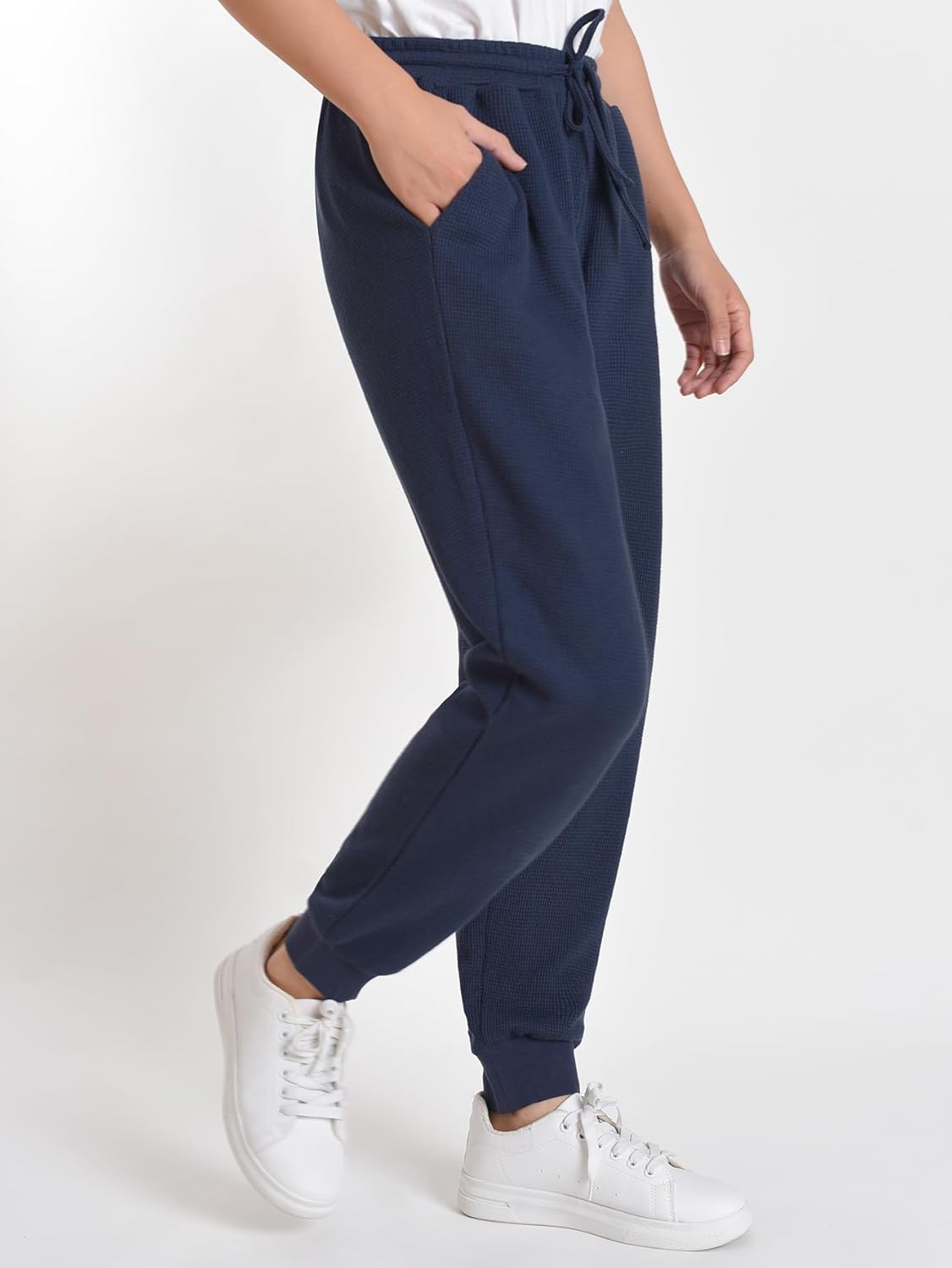 Latuza Women's Petite Lounge Pants Waffle Knit Joggers - Image 2