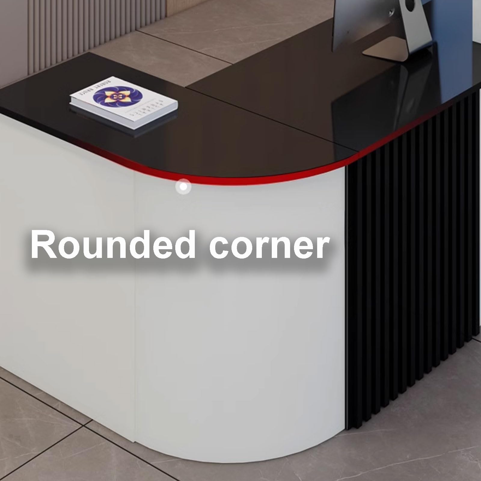 Generico Bancone Reception Moderno per Salone di Bellezza con Spazio di archiviazione, Elegante bancone Reception con Strisce Luminose a LED per saloni di Bellezza e spazi Commerciali, Bianco, 140x60