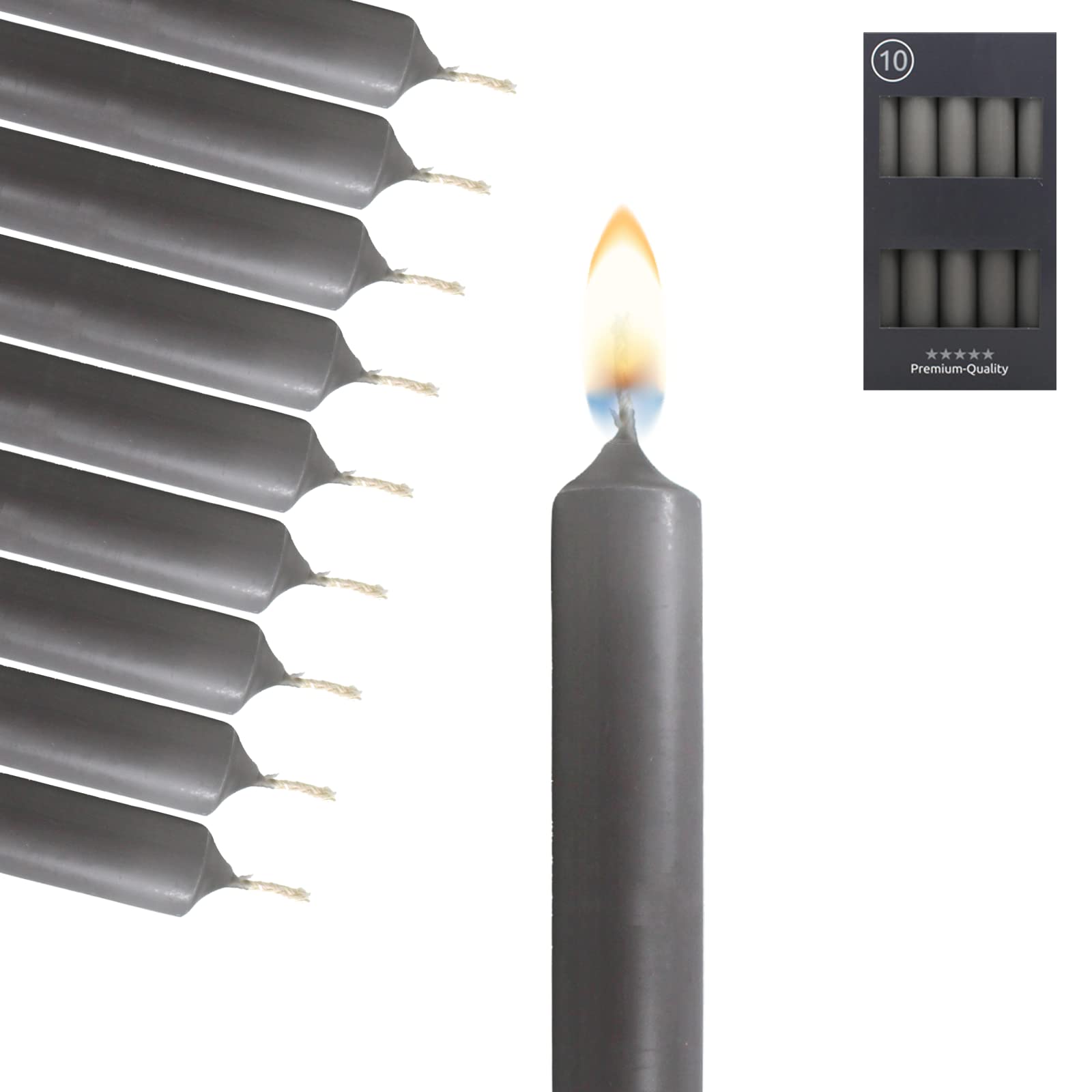 Candele A Punta Candelo - 10 Pezzi Grigio Ardesia 18.5cm 7.5 Ore