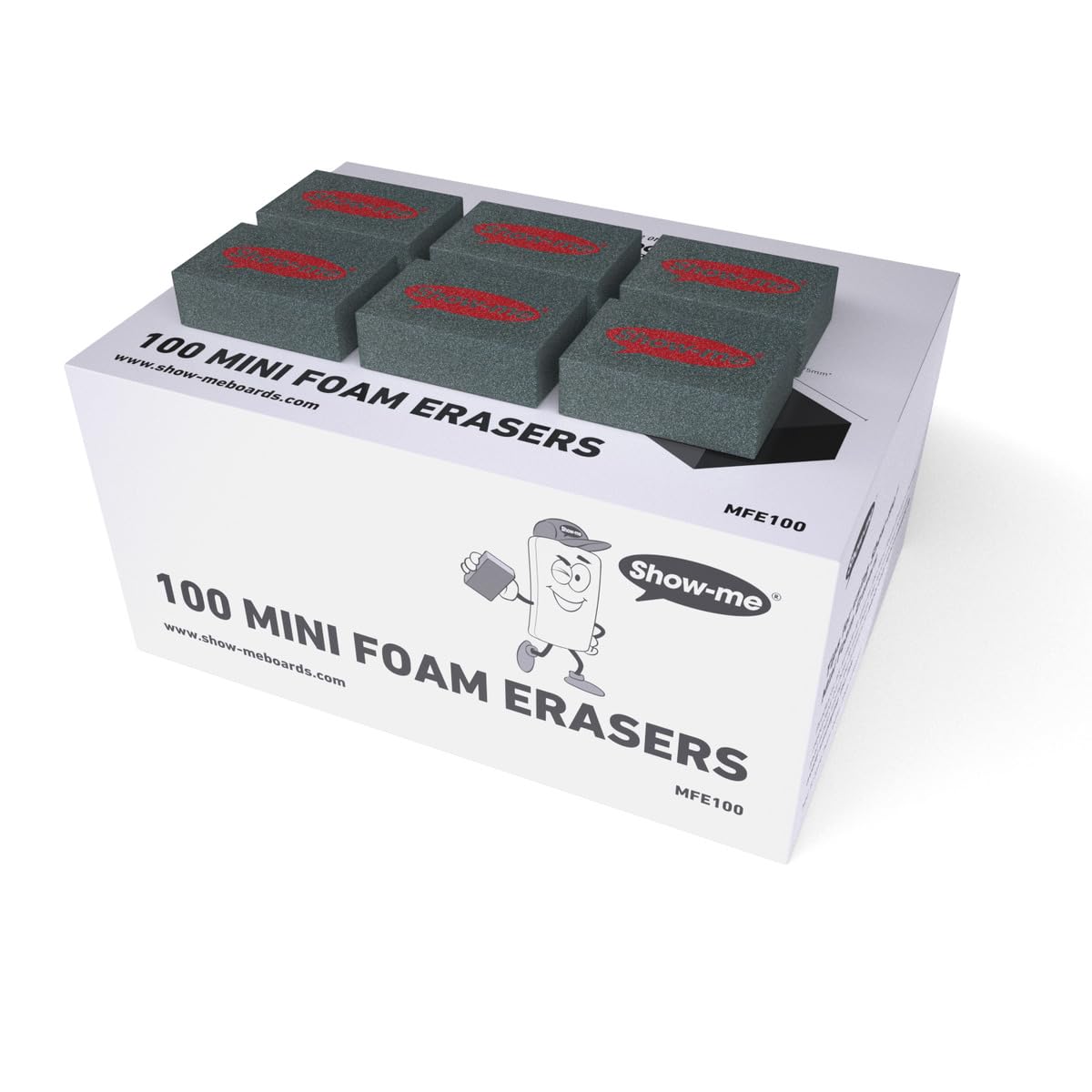 Show-Me Mini Foam Whiteboard Eraser (100 Pack) Mfe100