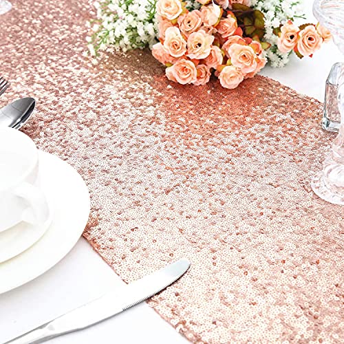 Partydelight 12 Pack 12" X 60" Rose Gold Sequin Table Runner For Wedding, Party, Bridal Baby Shower, Christmas. #TOP1