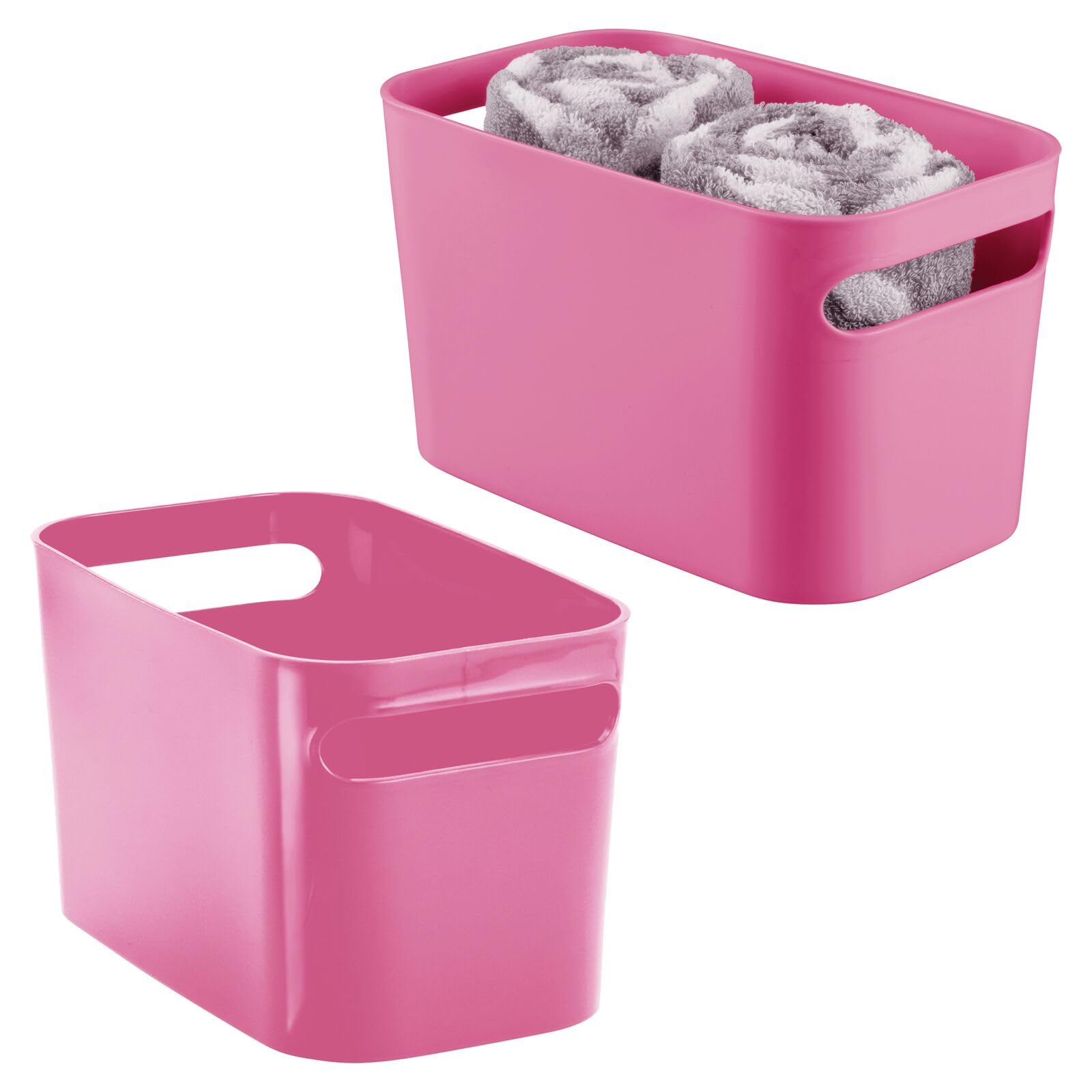 Amazon.com: mDesign Deep Plastic Bath Bin with Handles - Storage ...