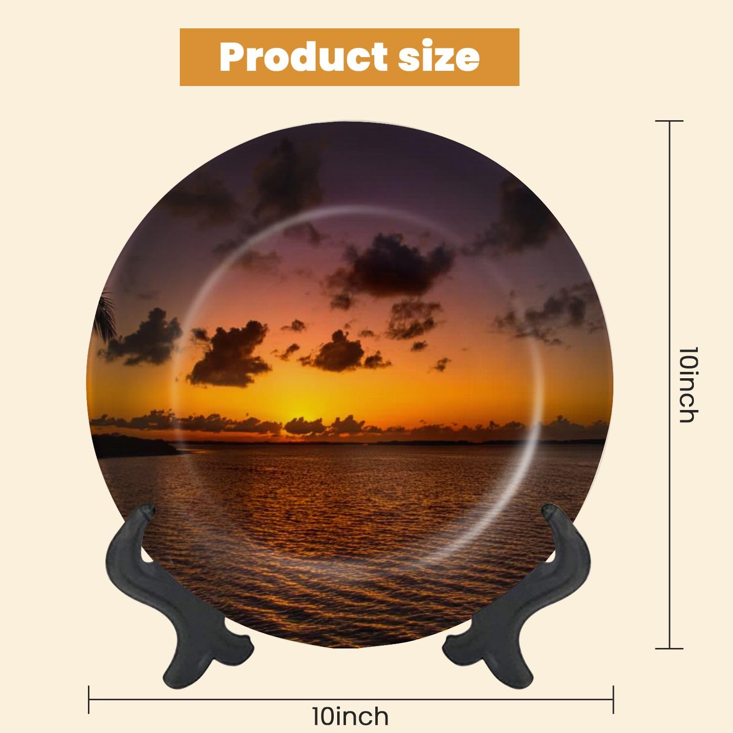 Decorative Plates for Display Florida Keys sunset sea Gift Plates Ceramic Collections Plates Hanging Artwork for Living Dining Room Kitchen Souvenir