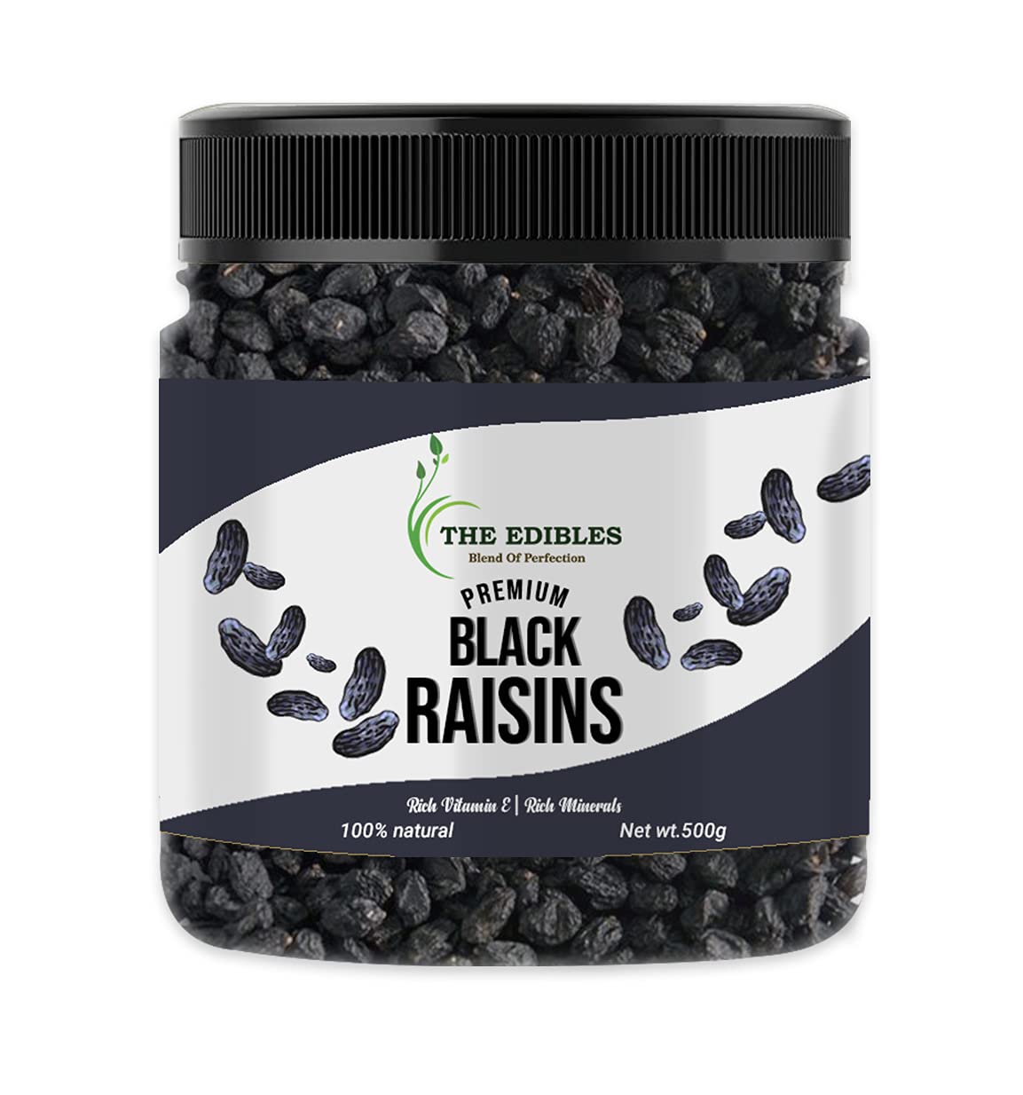 THE EDIBLES Black Raisins 500 grams- | Dried Kishmish Without Seeds, Dry Grapes | Kali Kismis
