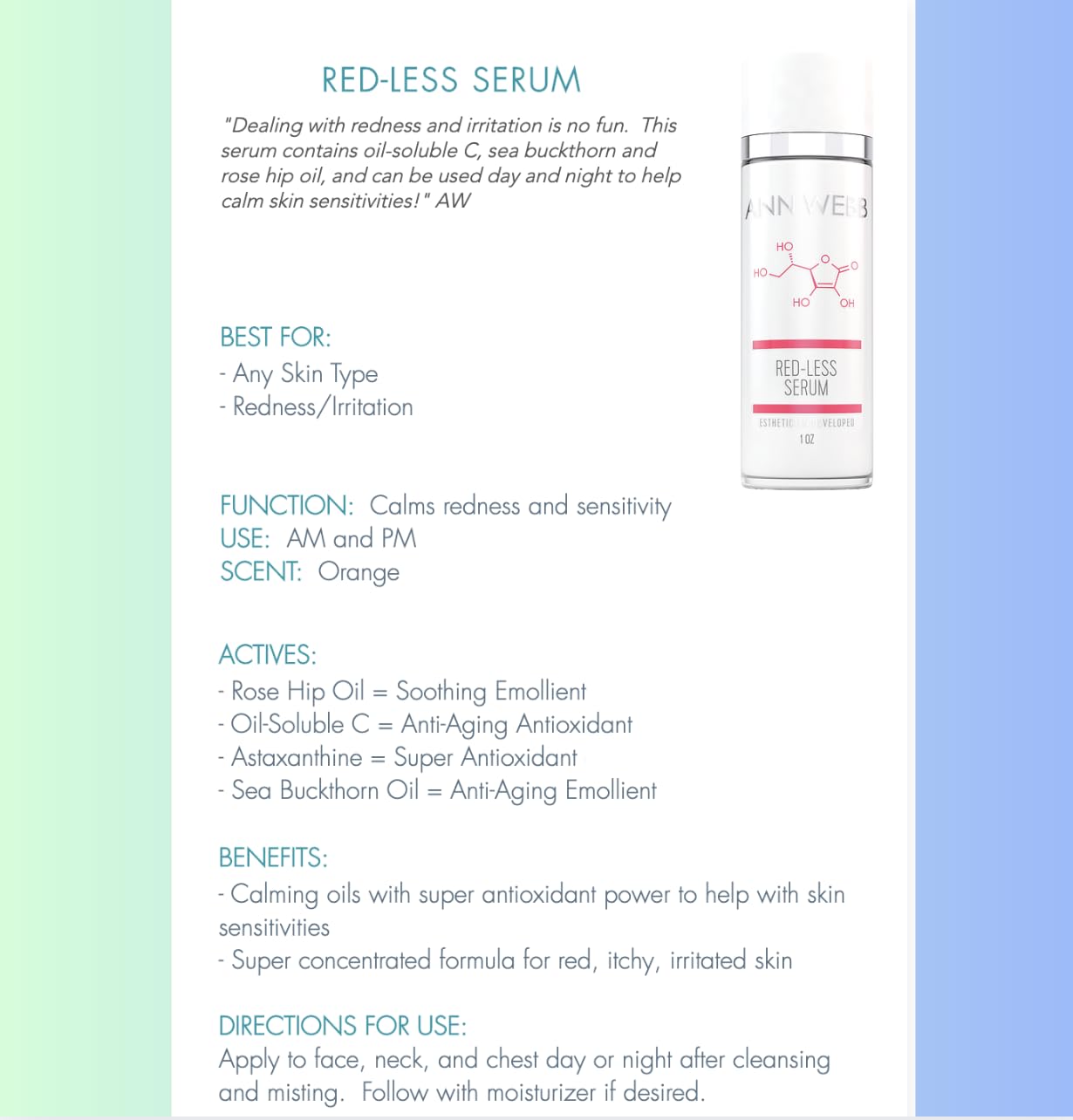 Redless Relief Serum - All Natural Serum for Face Anti-aging, Anti-Oxidant for Radiant Skin w/Vitamin C, Vitamin E Fights Redness, Boosts Collagen, Calms Hydrates & Brightens 5oz