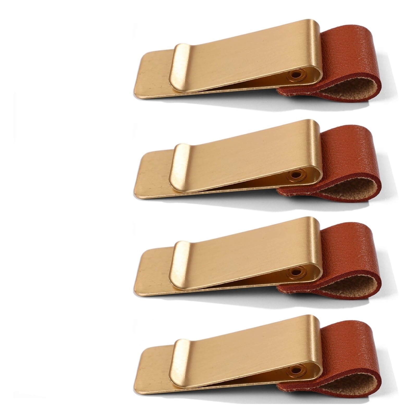 Qvorlth Metal Leather Pen Holder 10 PCS Pen Loop Holder Notebooks PU Leather Pencil Sleeve With Stainless Steel Clips Notebook Journals Calendars Planner Clipboard For Journal Notebooks(Gold)