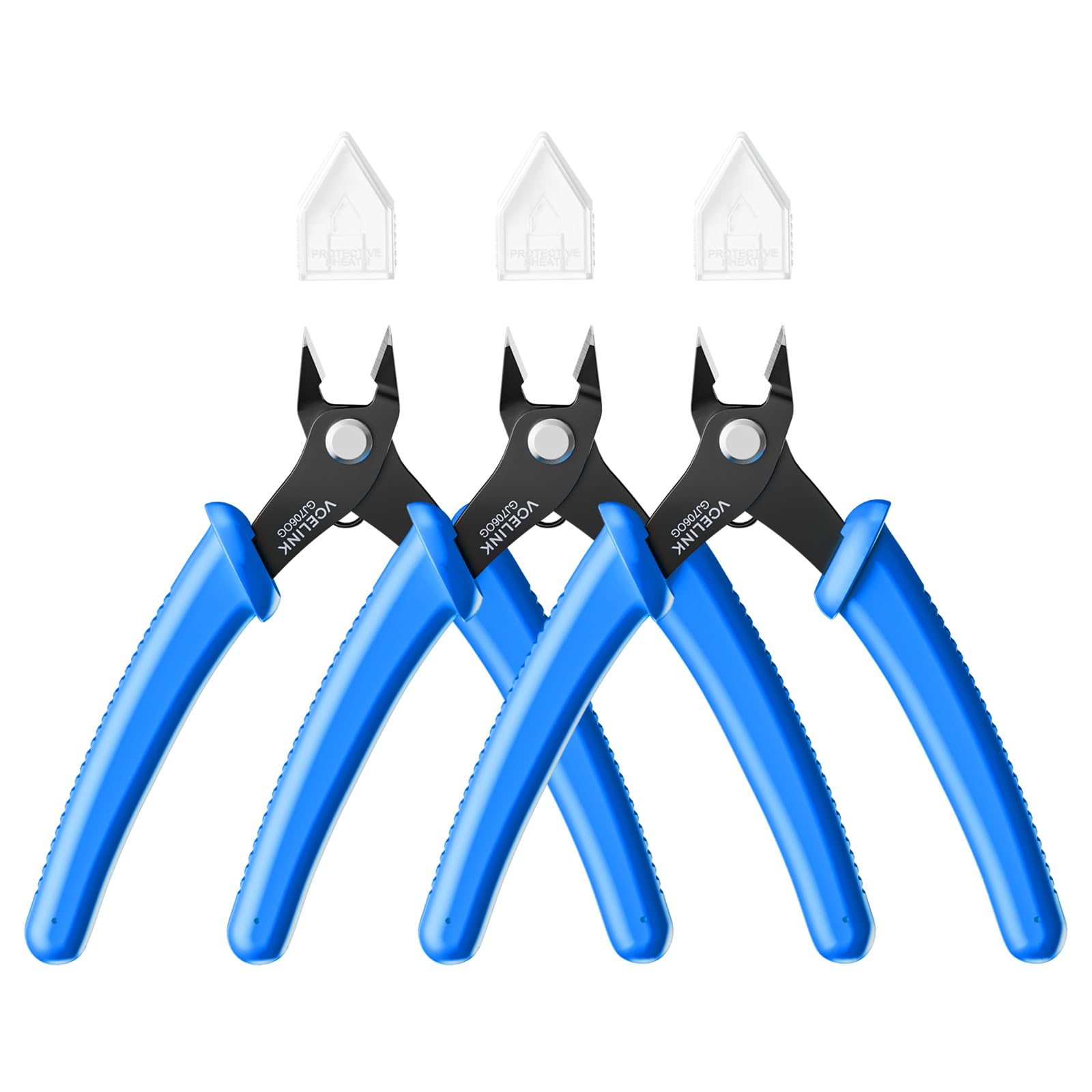 VCELINK Side Cutters Wire Cutters Precision Flush Cutters Small Cable Snips Diagonal Pliers Ideal for Electronic Industry Repair, Jewelry Processing, DIY Model Making 129mm Blue