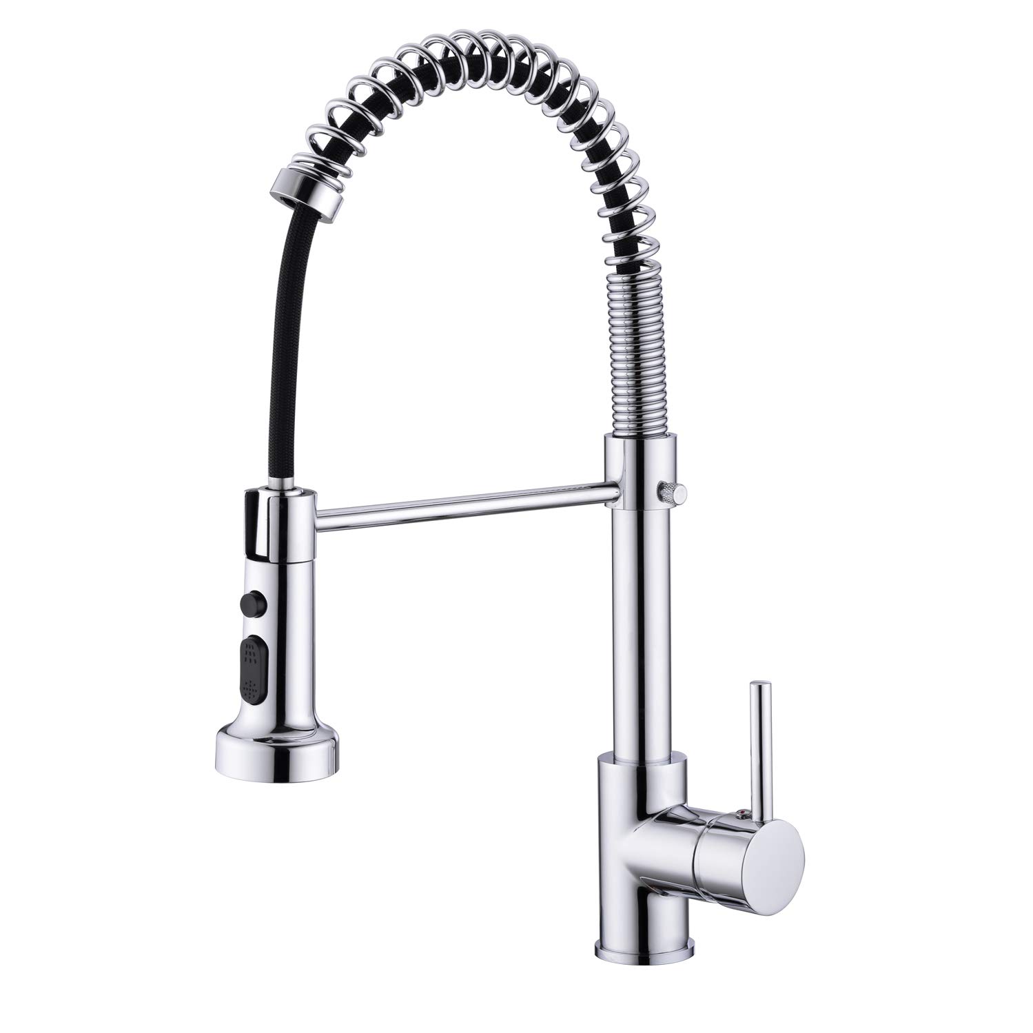 Kitchen Faucets with Pull Down Sprayer, High-Arc Single Handle Single Lever Spring Kitchen Sink Faucet with Pull Out Sprayer, 3 - Function Kitchen Faucet Chrome