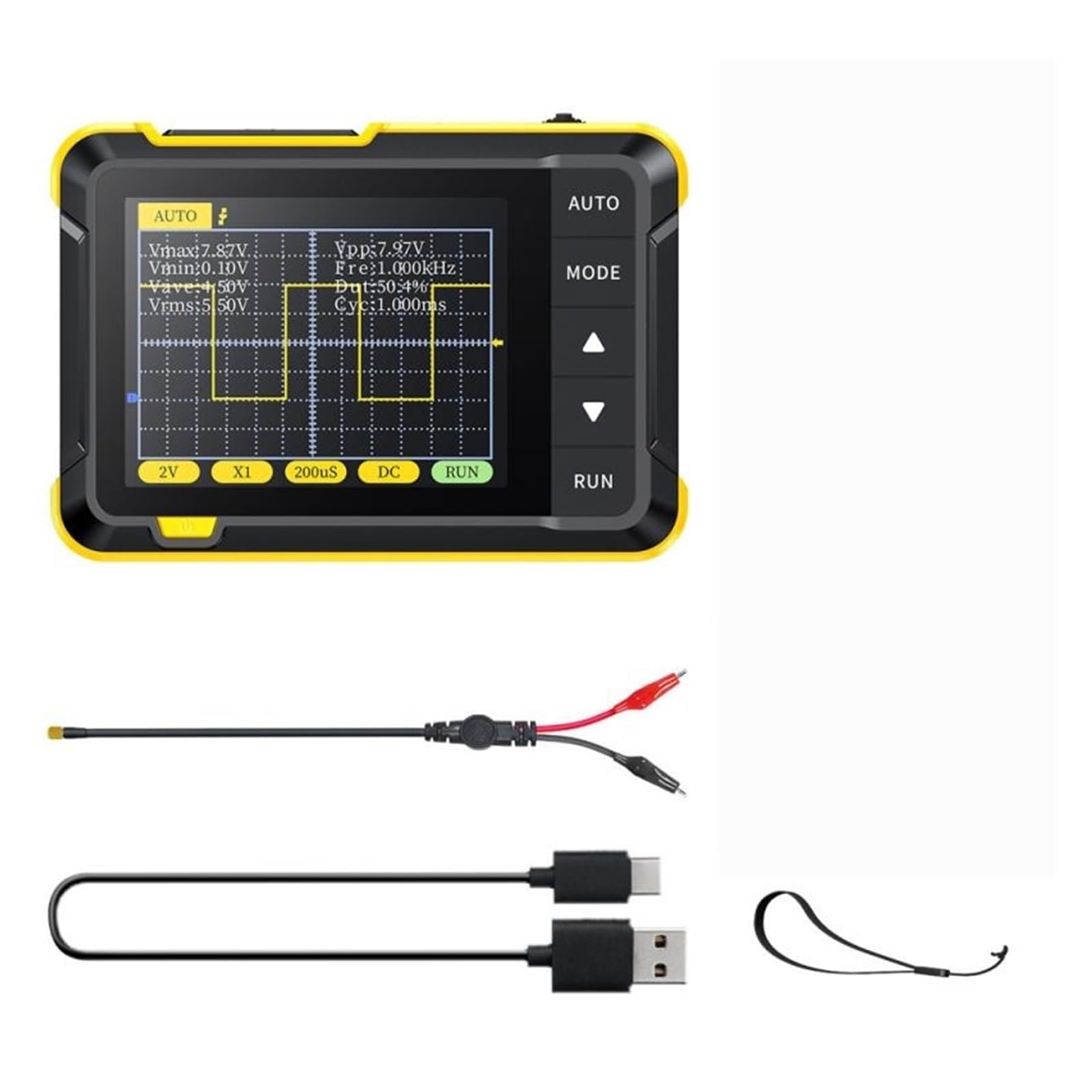 Osciloscopio Digital, Probador de pantalla Lcd portátil Dso152 medidor 200khz ancho banda analógico osciloscopio Digital 2,5 ms/s frecuencia muestreo Accesorios(Standard)