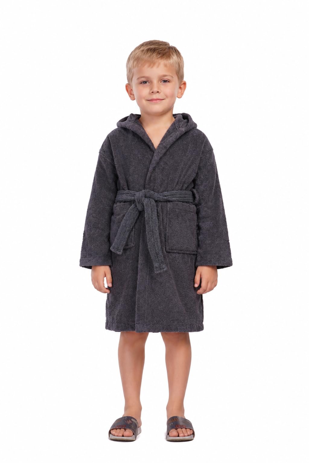 ALLEN & MATE 100% BAUMWOLLE Kinderbademantel mit Kapuze schnelltrocknend für Kinder Jungen und Mädchen Morgenmantel mit Handtuch und Taschen
